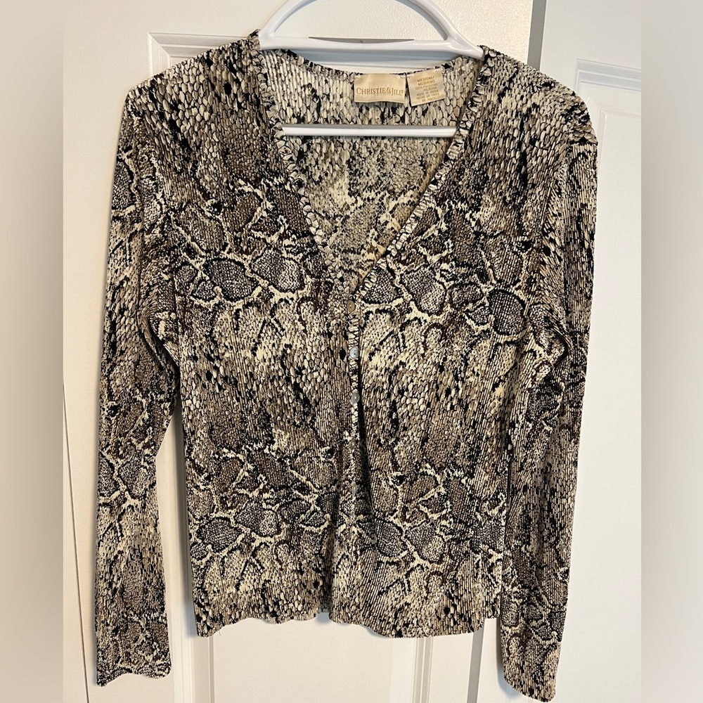 Christie & Jill Button Down Snake Print Blouse